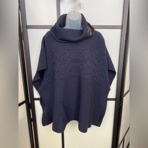 Massimo Dutti Poncho Cape Oversized Sweater Navy Dark Blue Small Medium